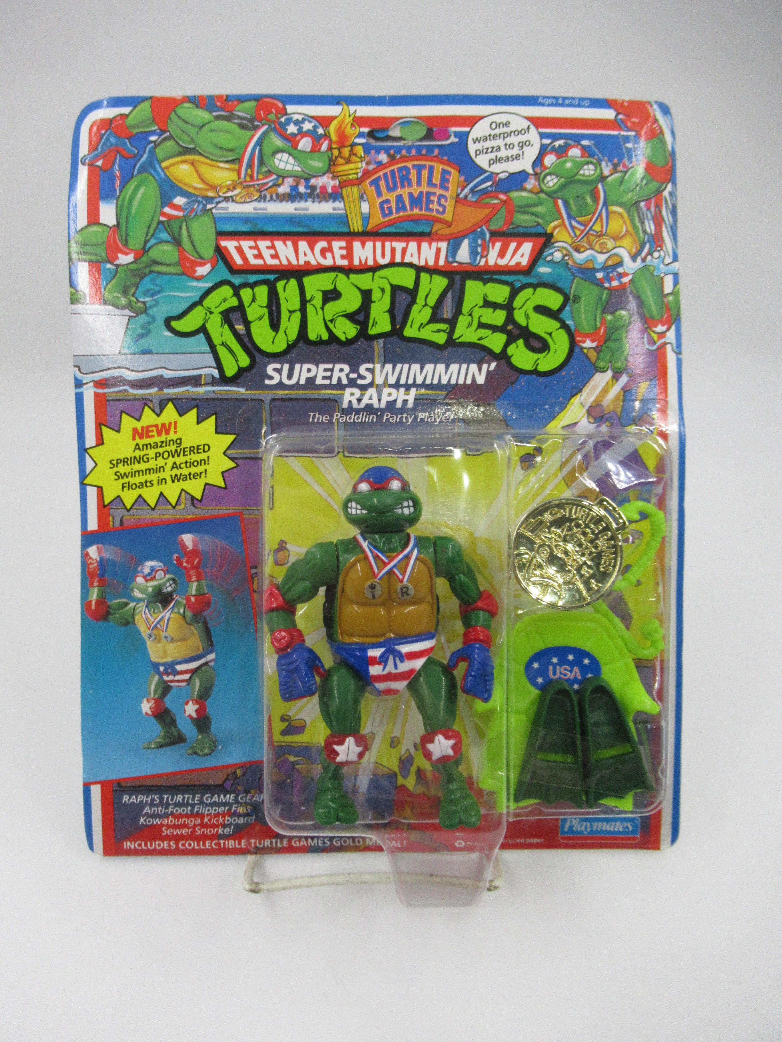 Teenage Mutant Ninja Turtles Turtle Games Super-Swimmin' Raph 4.5" Figure TMNTs - Playmates (1992)
